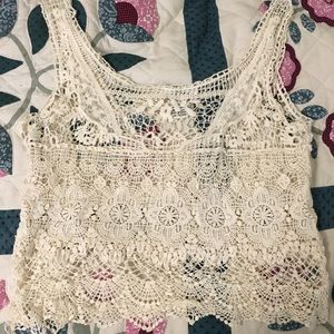 White lace crop top